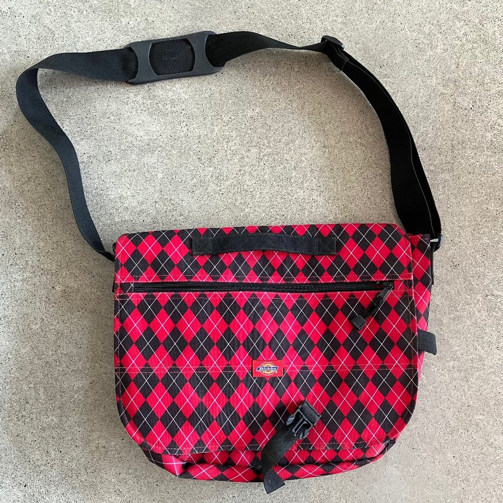 Dickies Satchel Style/Shoulder Strap Messenger Bag, Argyle Plaid, NEW
